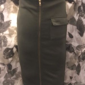 Olive green pencil skirt